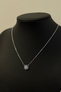 Gümüş A.K. Taşlı Nazar Kolye 1cm