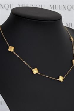 Mini Gold Çelik Çift Taraflı VC Model Yonca Kolye