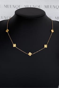 Mini Gold Çelik Çift Taraflı VC Model Yonca Kolye
