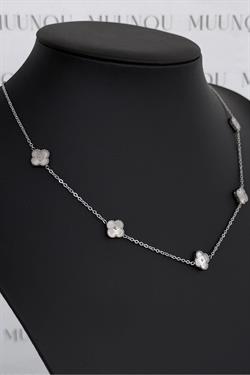 Mini Gümüş Çelik Çift Taraflı VC Model Yonca Kolye