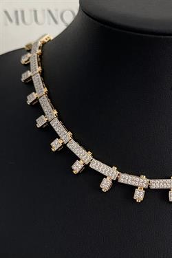 Özel A.K. Gold Taşlı Tasarım Model Kolye/Choker