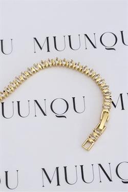 Özel Döküm Gold Oval Taşlı Şerit Bileklik
