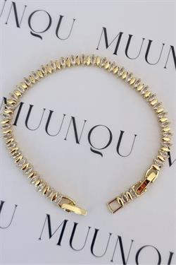 Özel Döküm Gold Oval Taşlı Şerit Bileklik