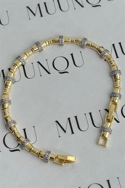 Özel Döküm Gold Taşlı Tasarım Bileklik