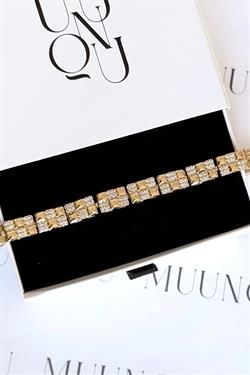 Özel Döküm Taşlı Kareli Çift Sıra Eni 6 mm Bileklik