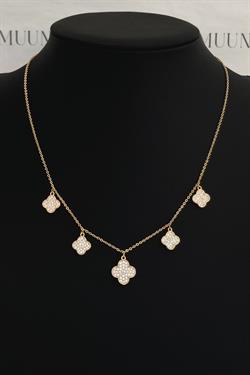 Özel Gold A.K. Taşlı Ayarlanabilir Mini VC Model Yonca Choker/Kolye