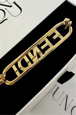 Özel Gold Taşlı F Broş 1x5cm