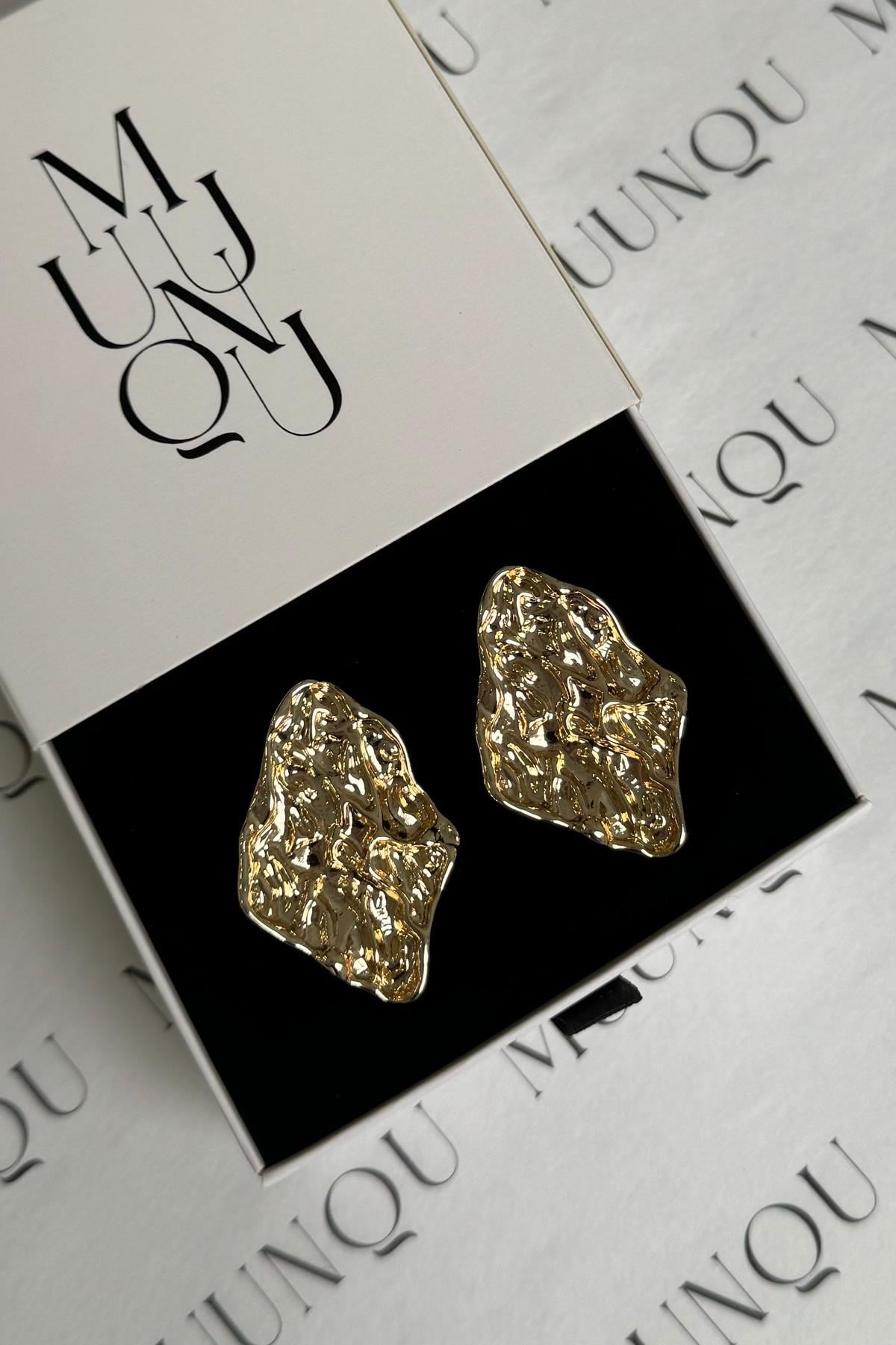 Döküm Gold Asimetrik Dövme Küpe