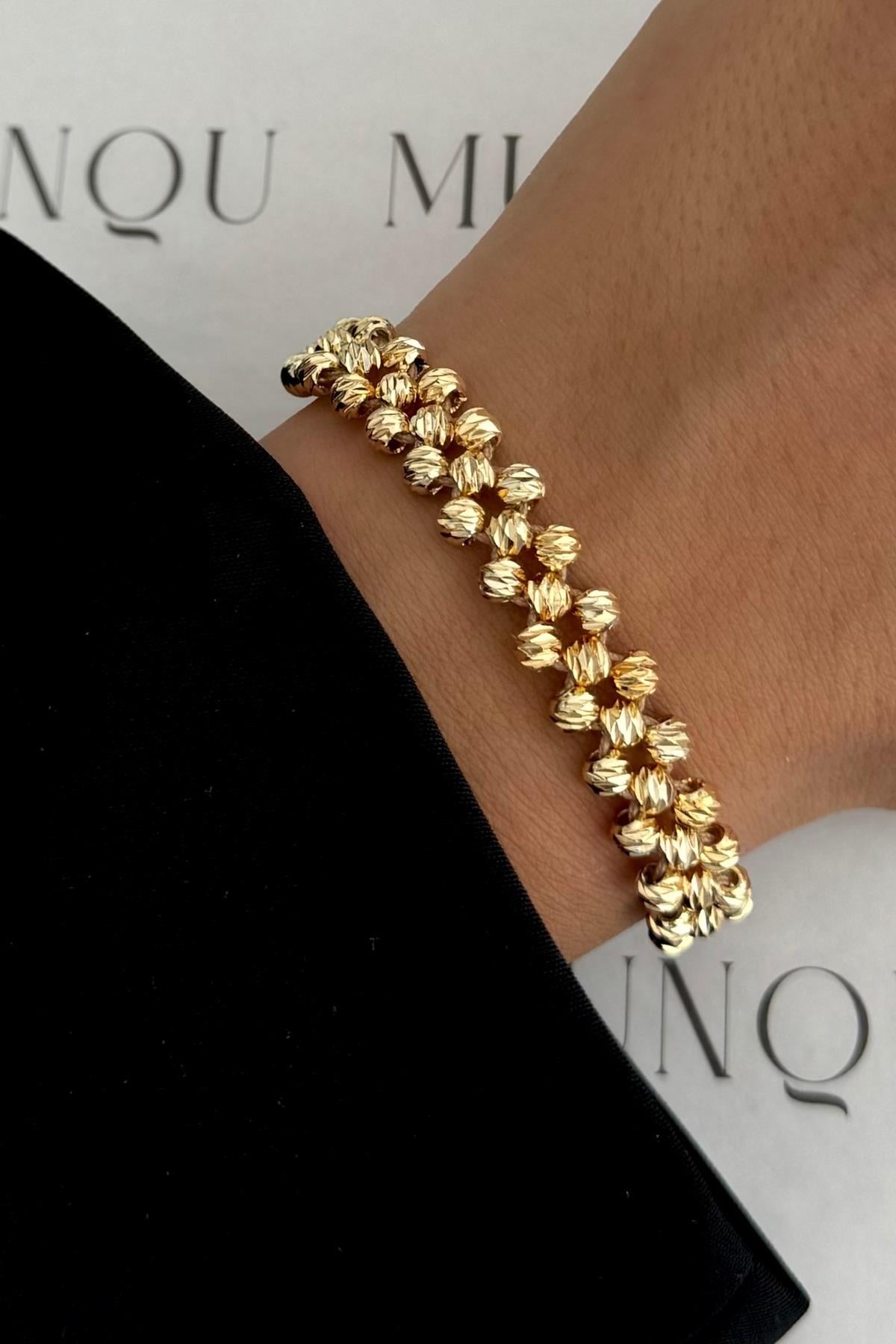 Gold A.K. Dorika Bej İpli Bileklik