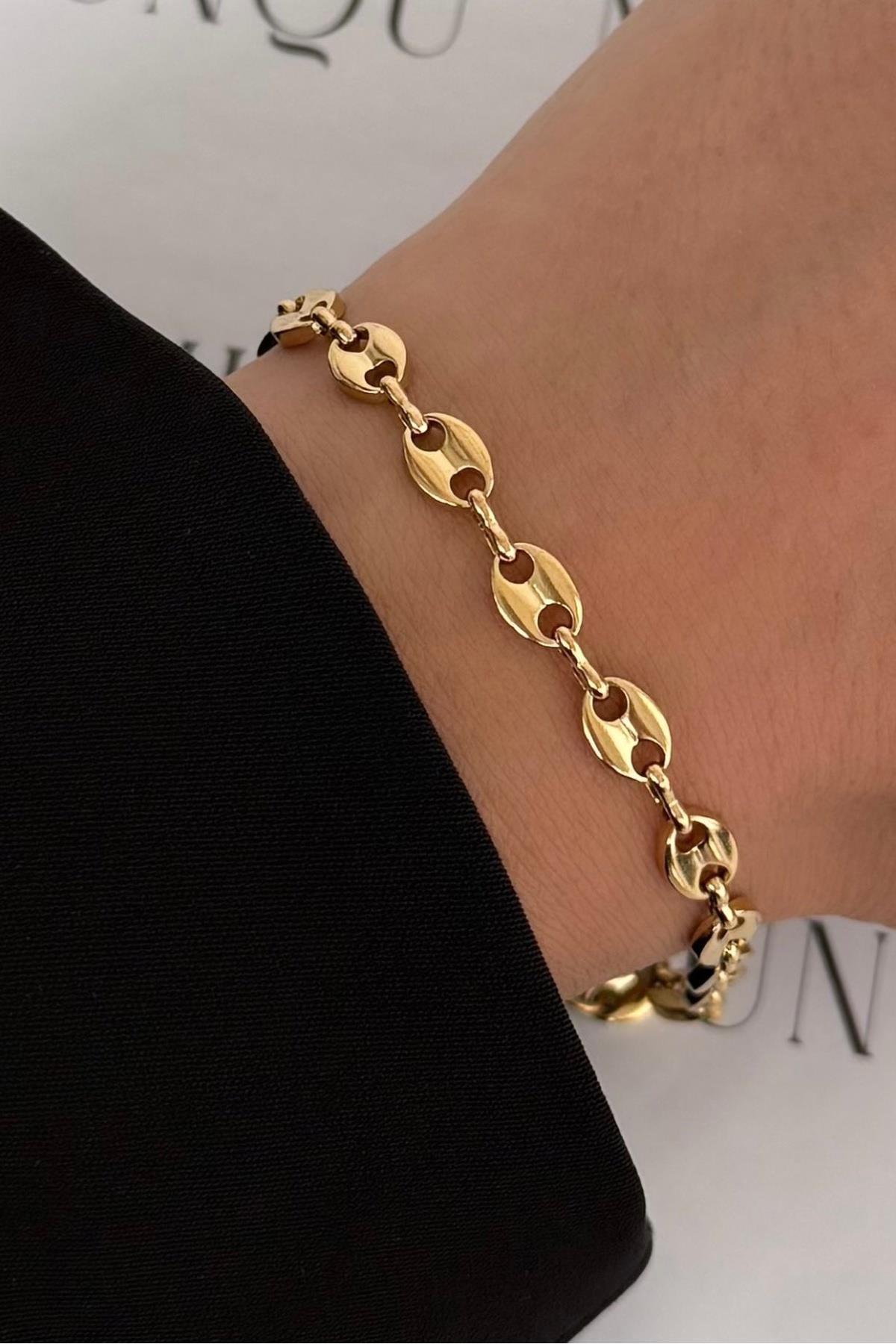 Gold Çelik Küçük Düğme Bileklik