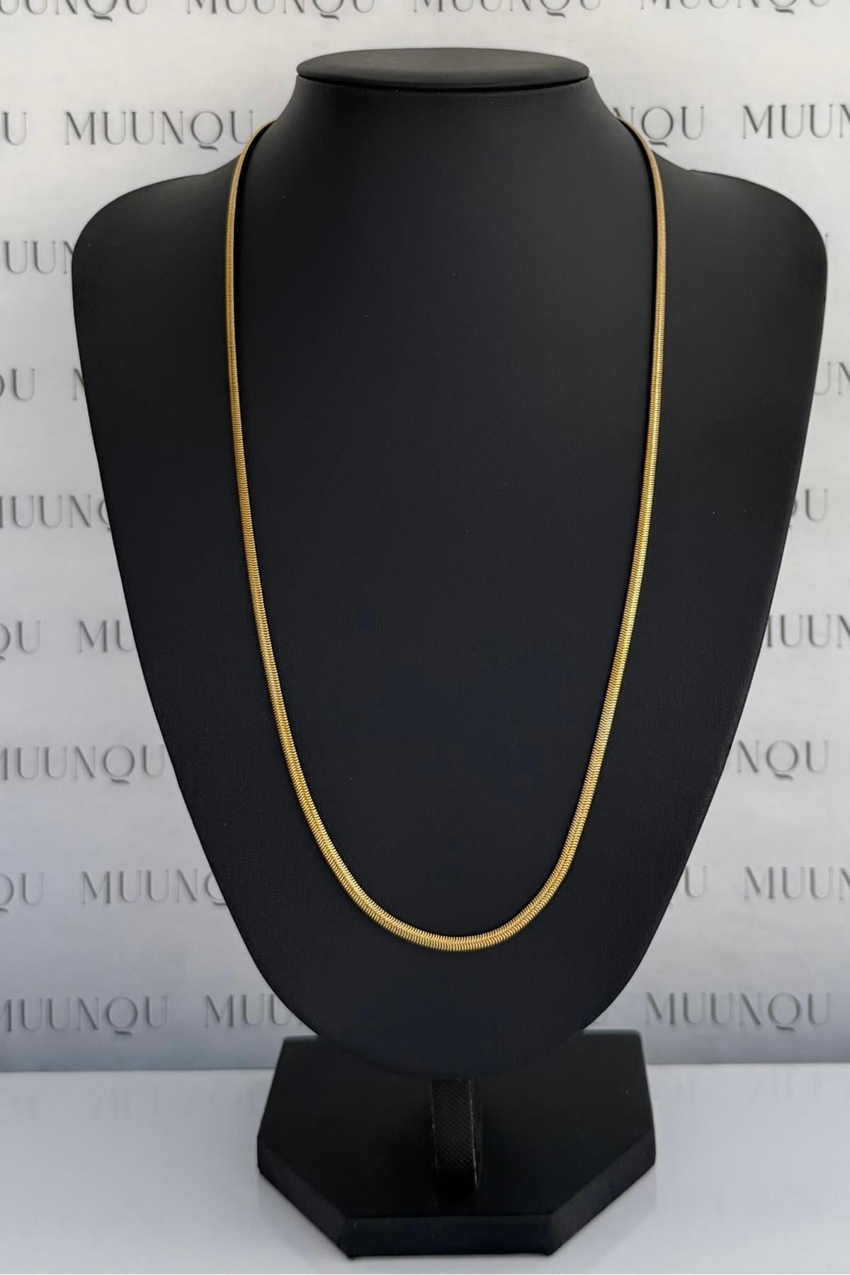 Gold Çelik Uzun 60cm Yılan Zincir Kolye
