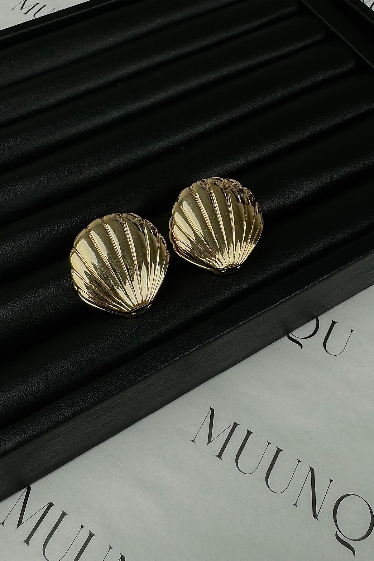 Gold Deniz Kabuğu Logolu Küpe