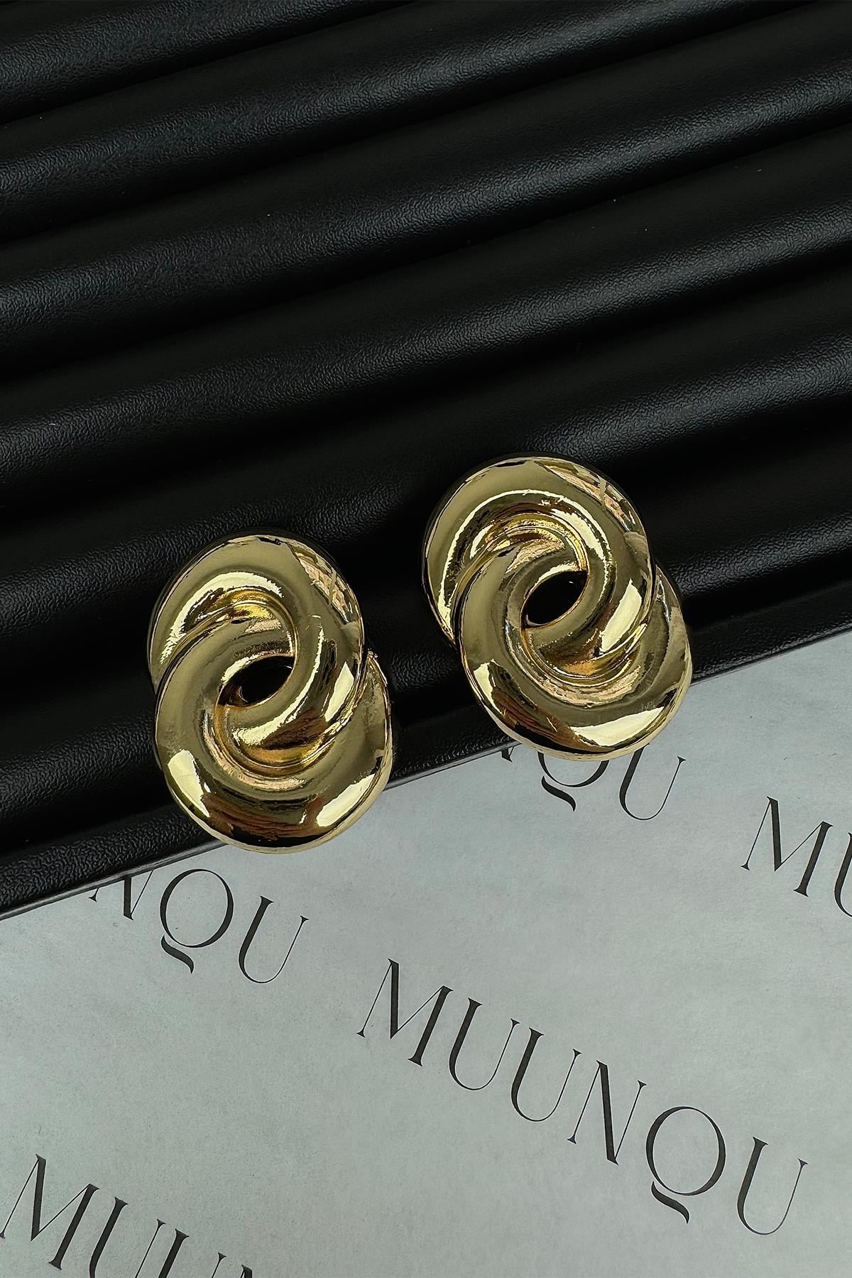 Gold İç İçe Halka Küpe