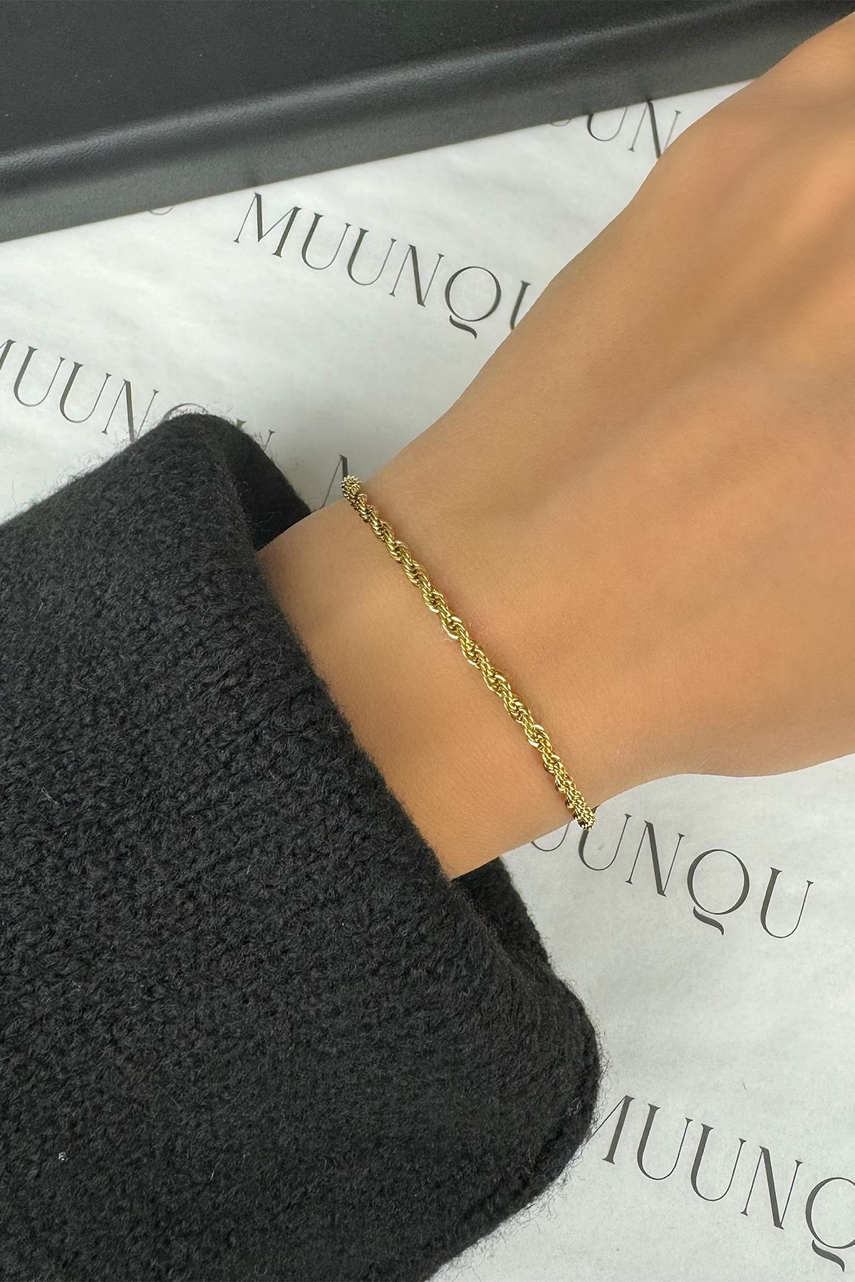 Gold İnce Burgu Bileklik