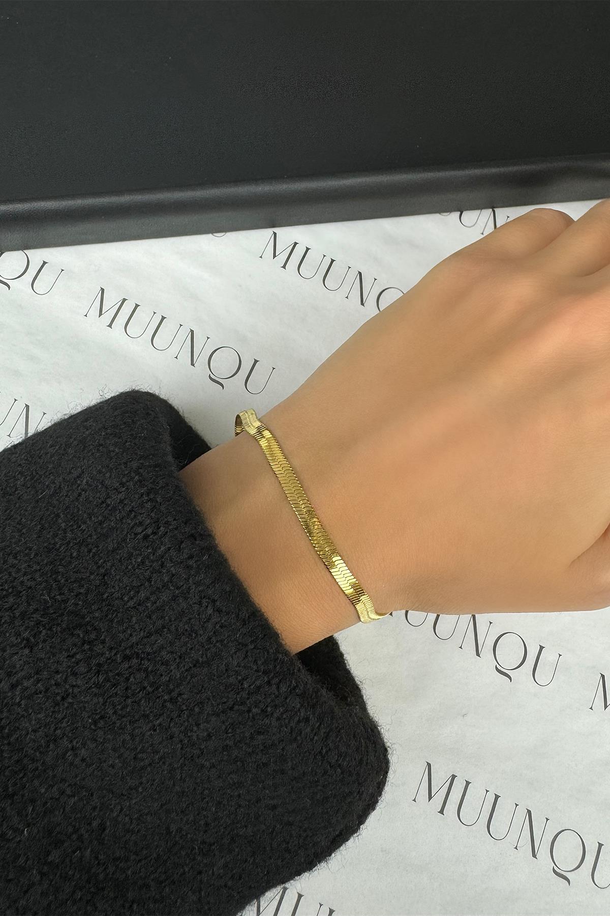 Gold İtalyan Ezme Bileklik