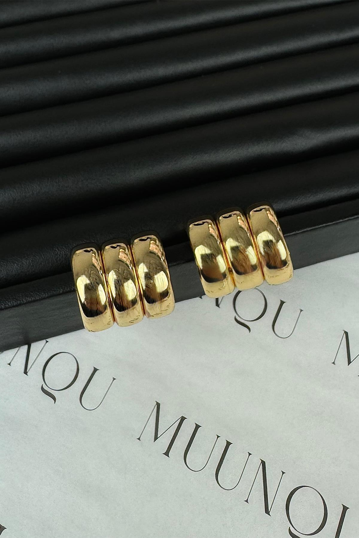 Gold Üçlü Halka Küpe