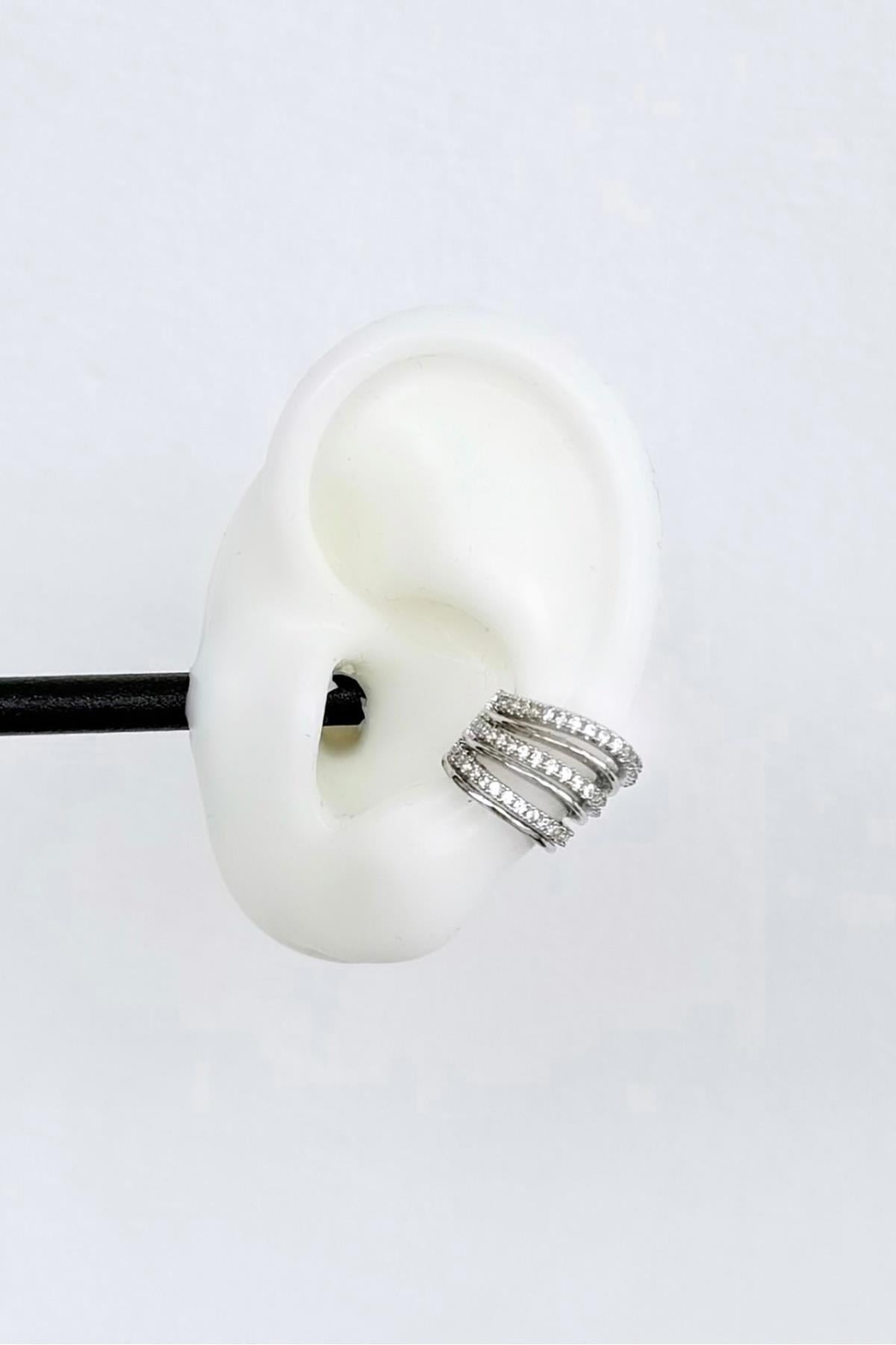 Gümüş A.K. Taşlı Üçlü Earcuff