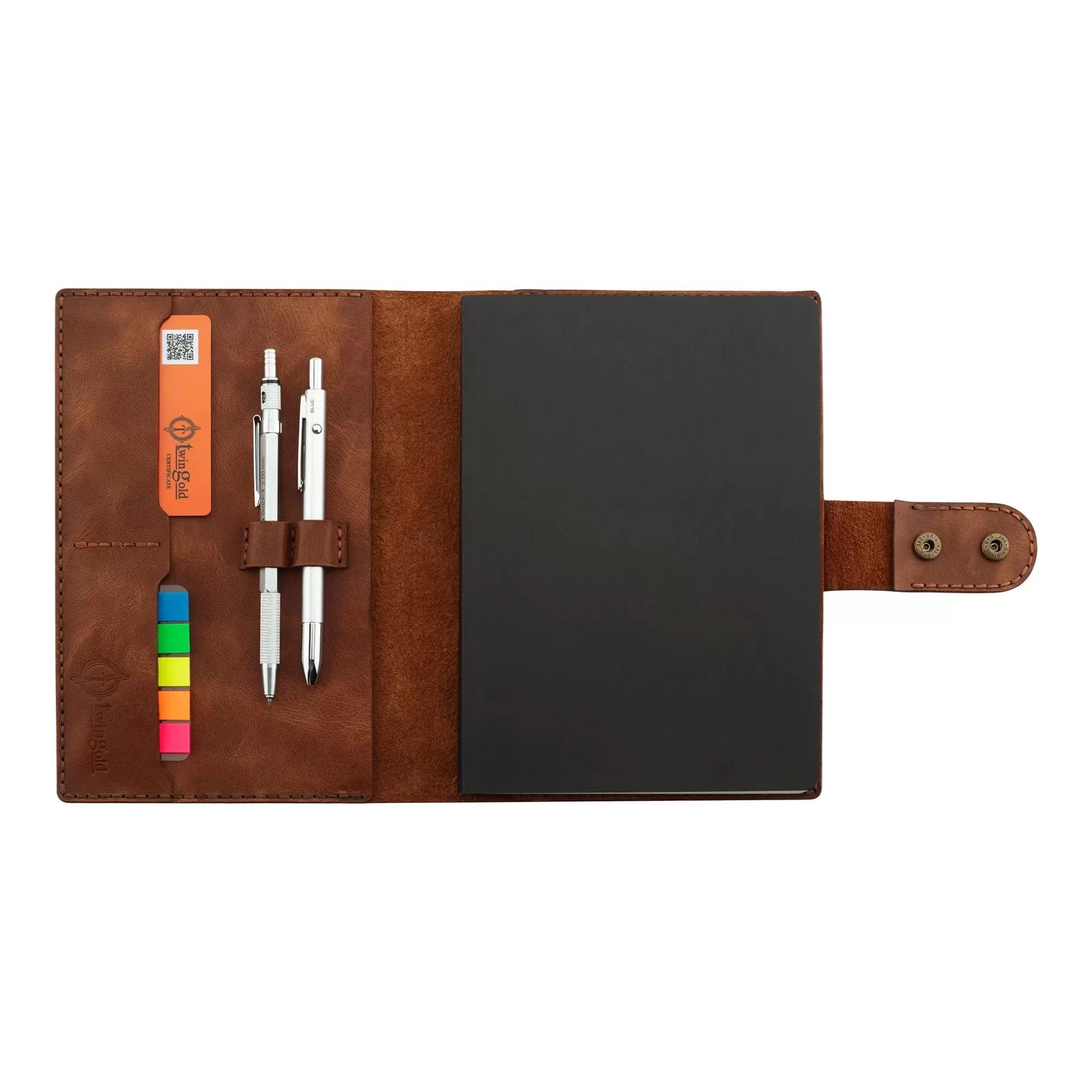 A5 Defter ve Ajanda Kılıfı - %100 Rainbow Deri - KO10001 - Kahverengi