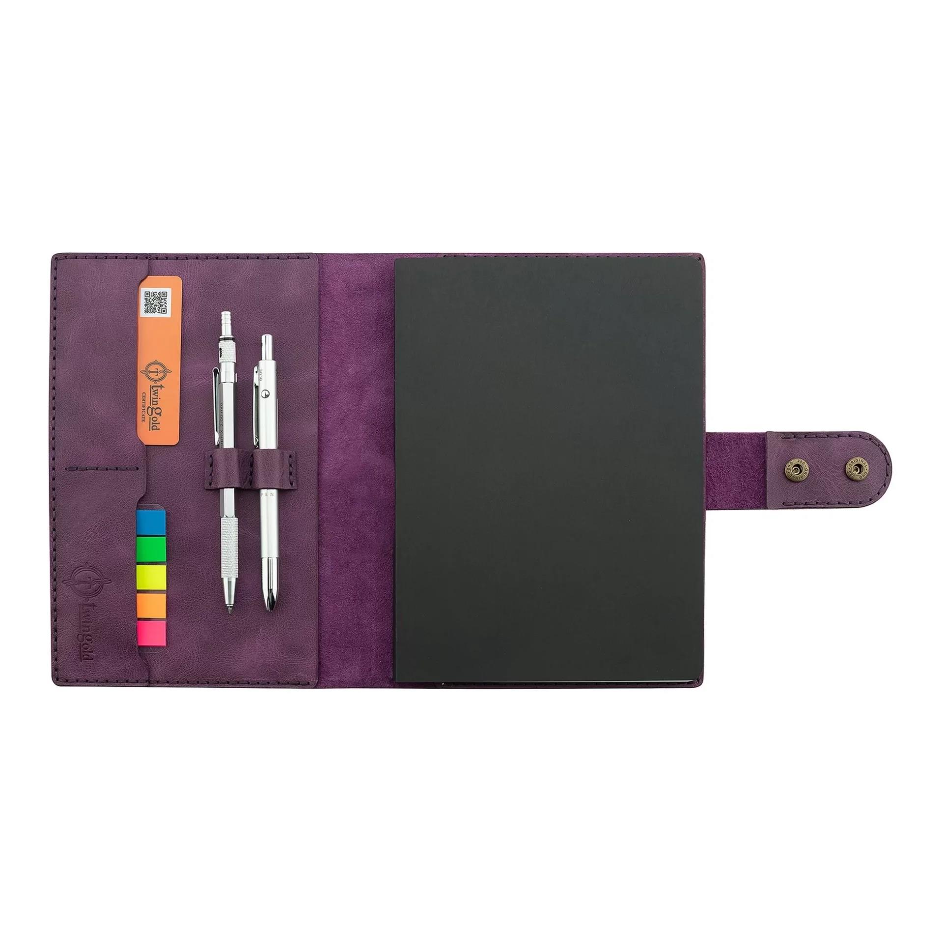 A5 Defter ve Ajanda Kılıfı - %100 Rainbow Deri - KO10001 - Mor