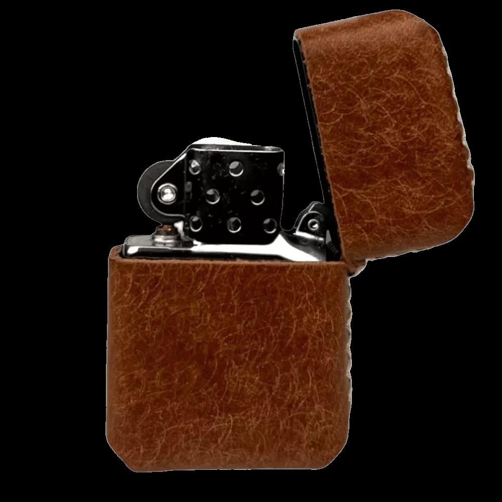 Handmade El Yapımı Hakiki Deri Zippo Modeli Çakmak - AG02001 - Kahverengi