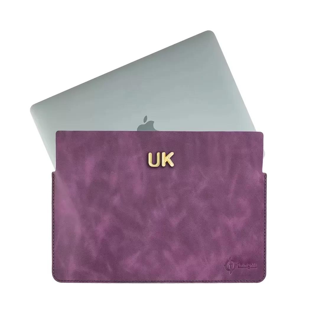 İsme Özel Macbook Kılıfı - %100 Rainbow Deri - ET02002 - Mor