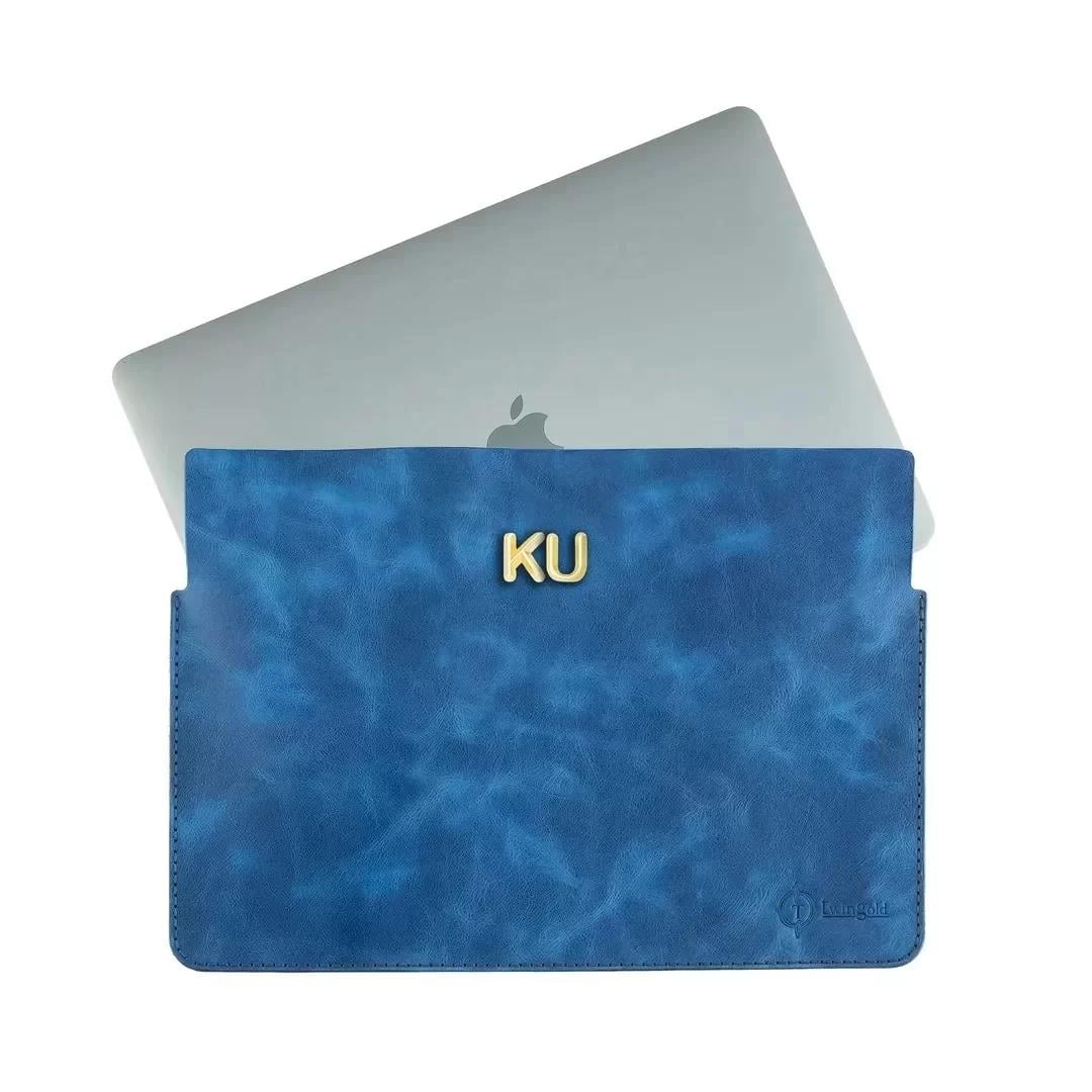 İsme Özel Macbook Kılıfı - %100 Rainbow Deri - ET02002 - Saks Mavisi
