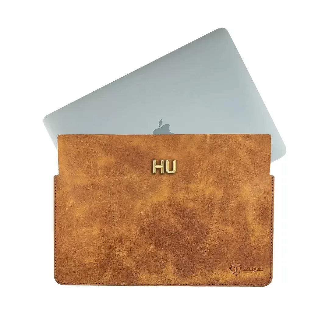 İsme Özel Macbook Kılıfı - %100 Rainbow Deri - ET02002 - Camel