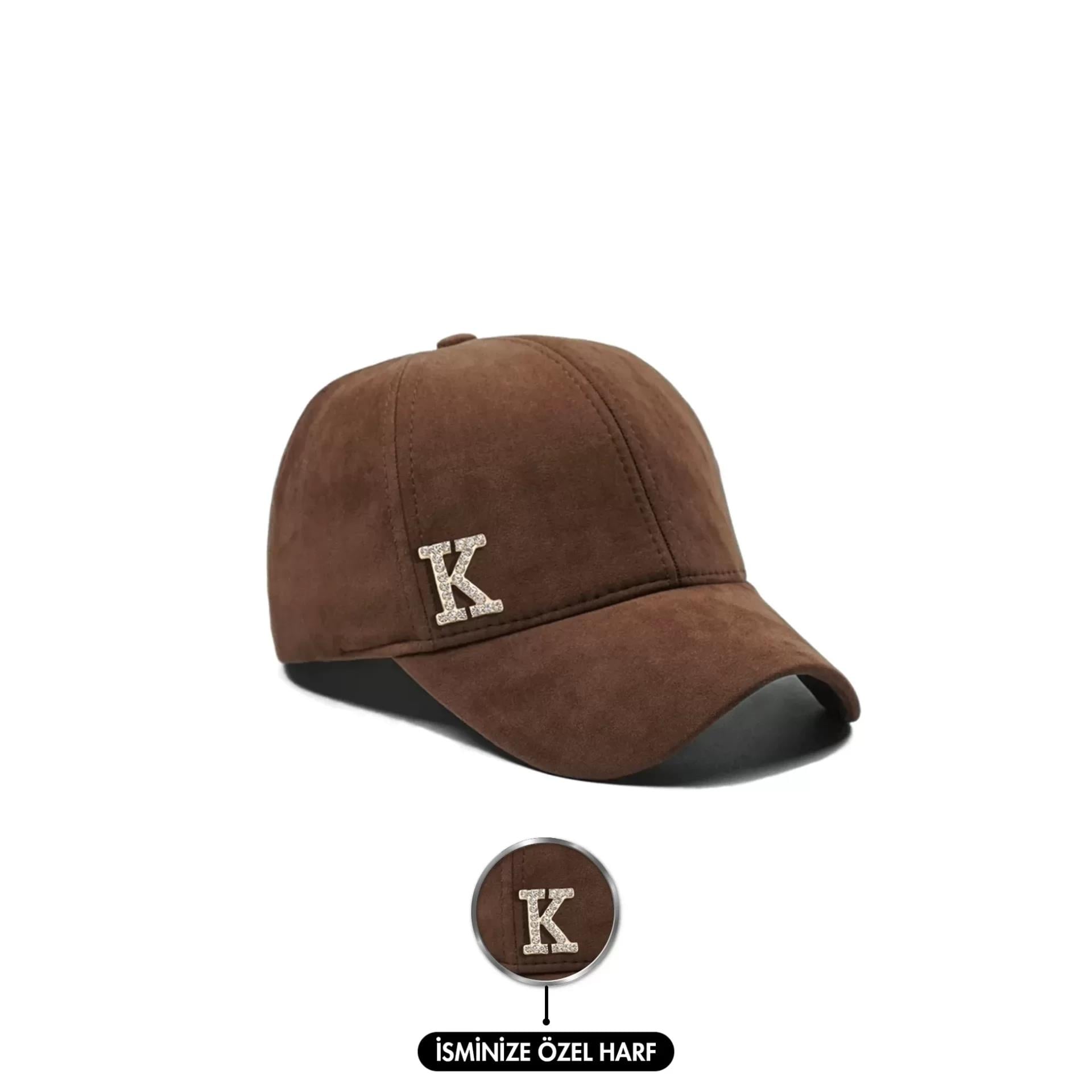 İsme Özel Süet Kep Şapka - AB01013 - Kahverengi
