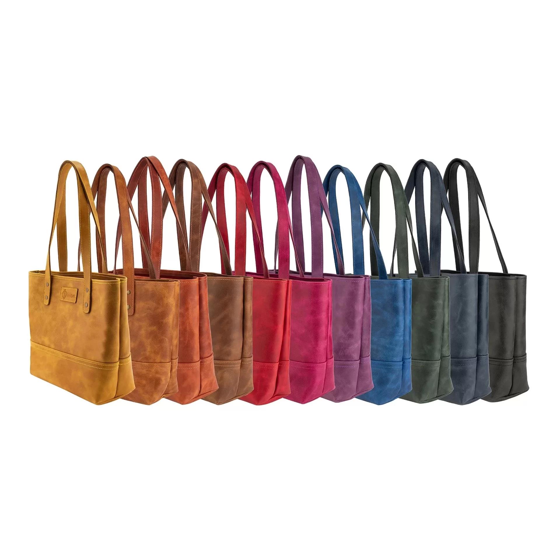 İsme Özel Tote Bag El Omuz Çantası - %100 Rainbow Deri - AC03003 - Hardal Sarısı