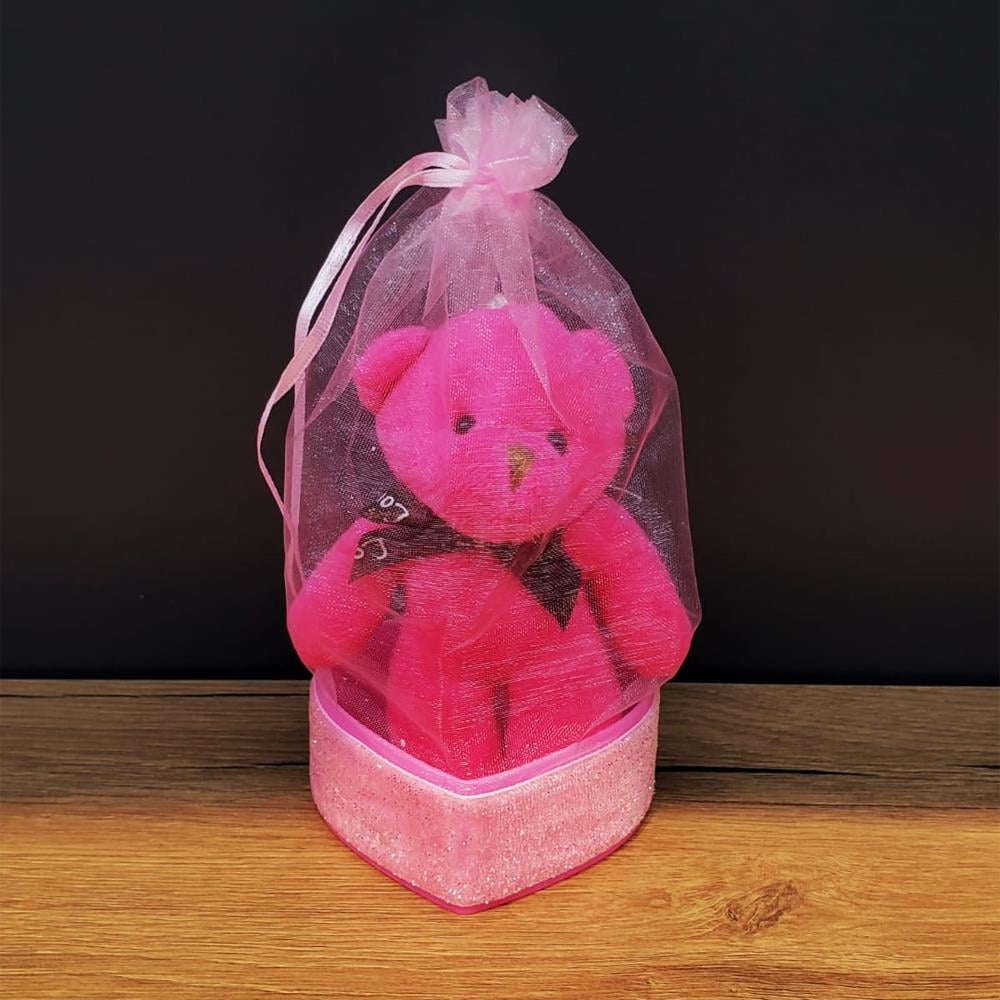 Pembe Hediyelik Kese İçinde Ayıcık