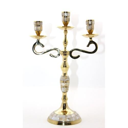 Pirinç Sedefli 3'lü Şamdan Model 3