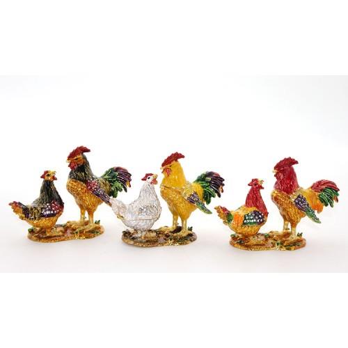 Swarovski Taşlı 2'li Tavuk Model 1