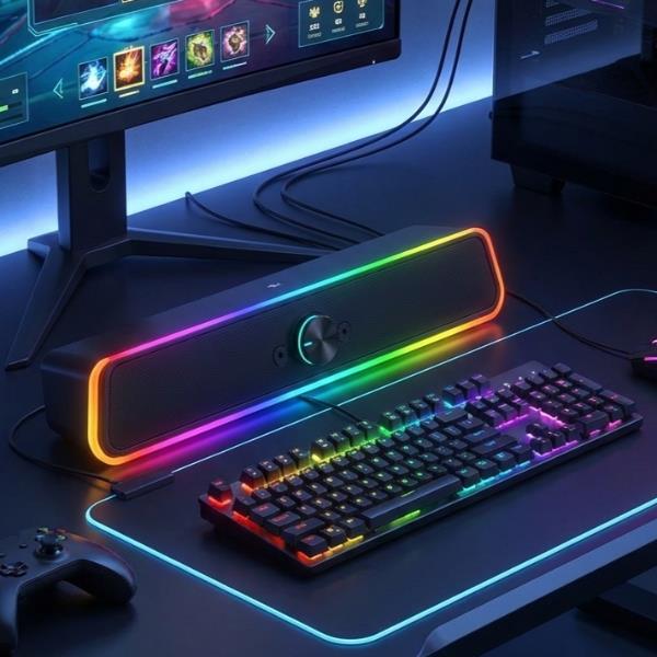 USB Jak Ve Mikrofon Çıkışlı RGB Hoparlör