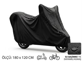 Su ve Toz Geçirmez Motosiklet ve Scooter Koruma Brandası 180x120 cm