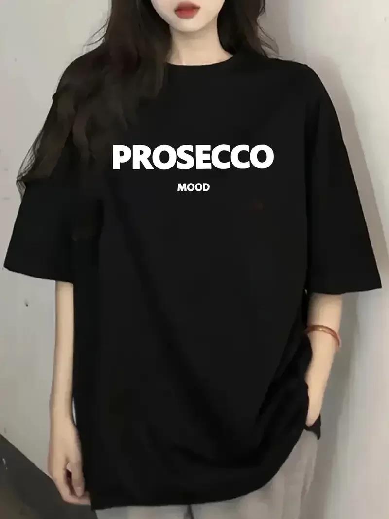 20/1 Penye Compack Baskılı Oversize Kısa Kol Bisiklet Yaka T-shirt - Siyah