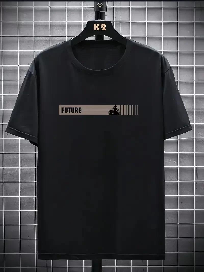 20/1 Penye Compack FUTRE Baskılı Oversize Kısa Kol Bisiklet Yaka T-shirt - Siyah