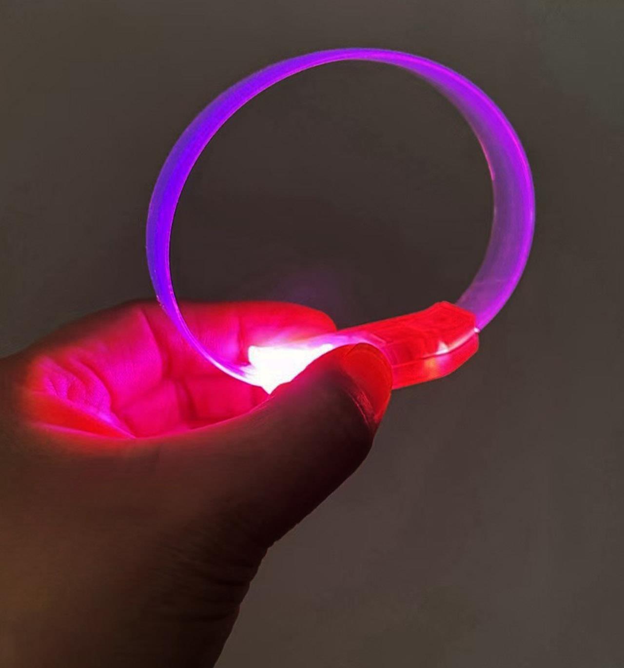 3 Modlu Pilli LED Işıklı Esnek Parti Bilekliği Pembe