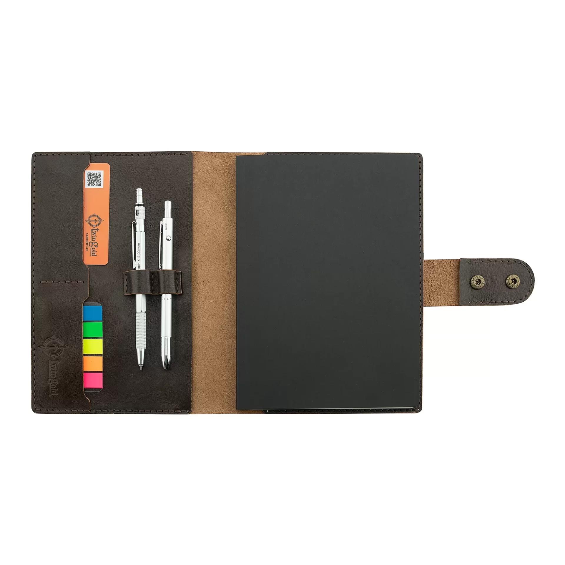 A5 Defter ve Ajanda Kılıfı - %100 Tiesto Deri - KO10002 - Koyu Kahverengi