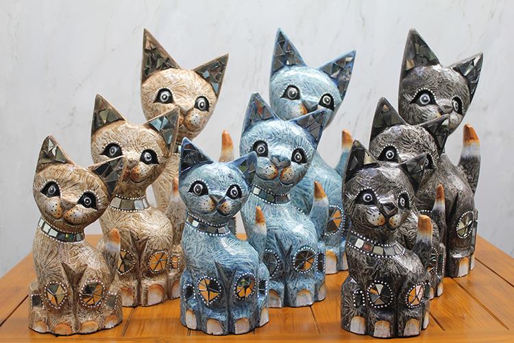 Ahşap 3'lü Kedi Seti 40 Cm