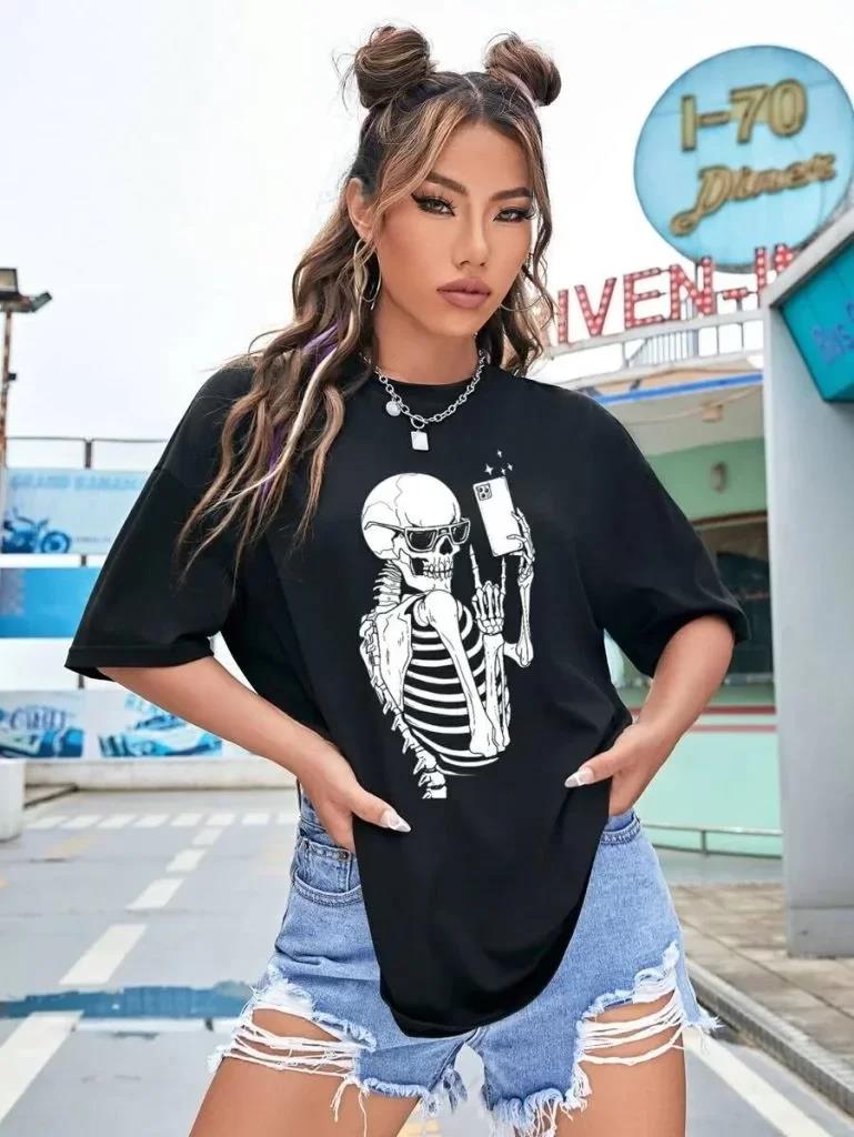 Baskılı Kadın T-shirt - Siyah