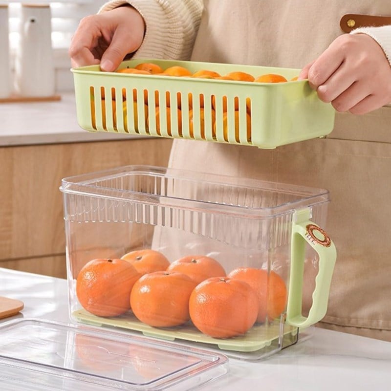 Buzdolabı Saklama Kabı - Süzgeçli Organizer - Vakum Mühürlü Kapak