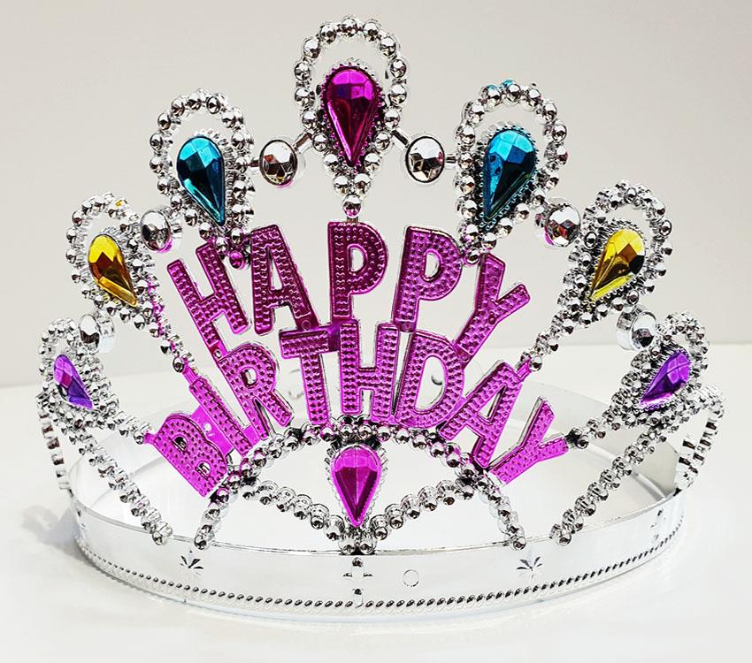 Gümüş Renk Happy Birthday Yazılı Doğum Günü Tacı