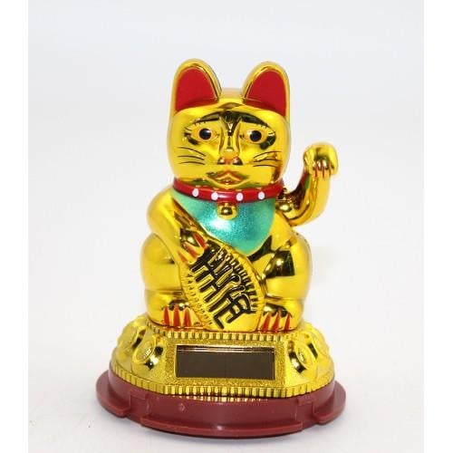 Güneş Enerjili Pati Sallayan Şans Kedisi (Maneki Neko)