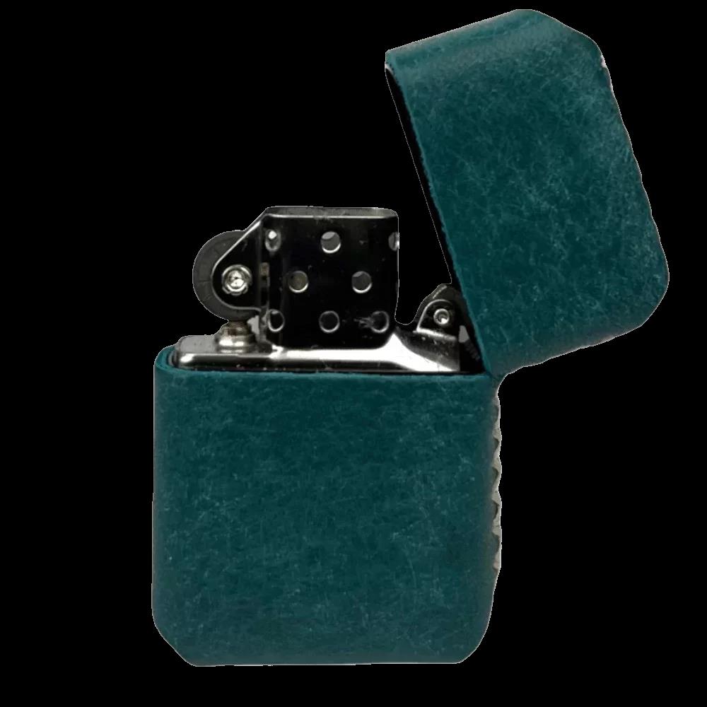 Handmade El Yapımı Hakiki Deri Zippo Modeli Çakmak - AG02001 - Petrol Yeşili