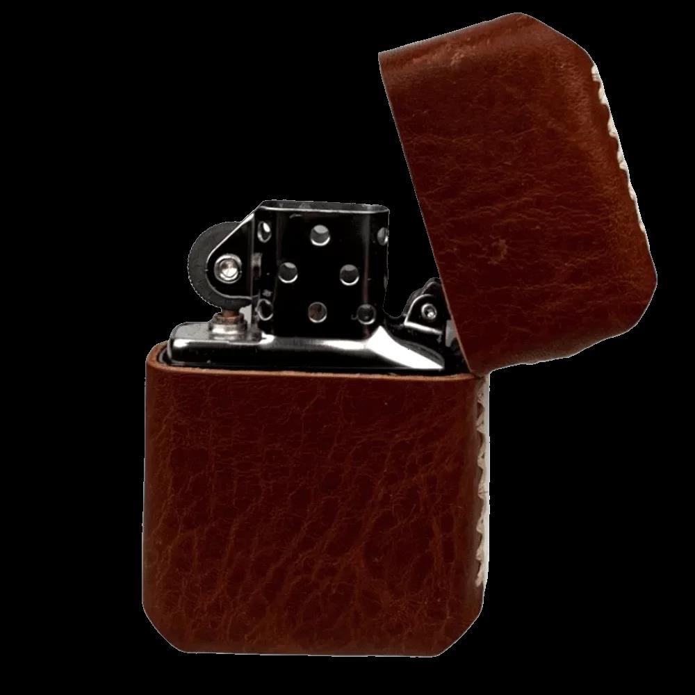 Handmade El Yapımı Hakiki Deri Zippo Modeli Çakmak - AG02001 - Tobacco
