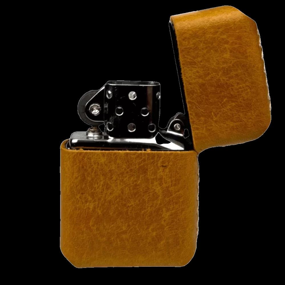 Handmade El Yapımı Hakiki Deri Zippo Modeli Çakmak - AG02001 - Camel