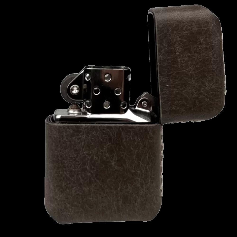 Handmade El Yapımı Hakiki Deri Zippo Modeli Çakmak - AG02001 - Koyu Vizon