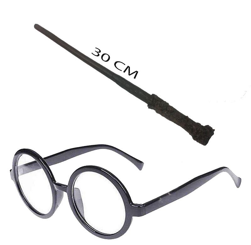 Harry Potter Asası ve Siyah Çerçeveli Gözlük Seti