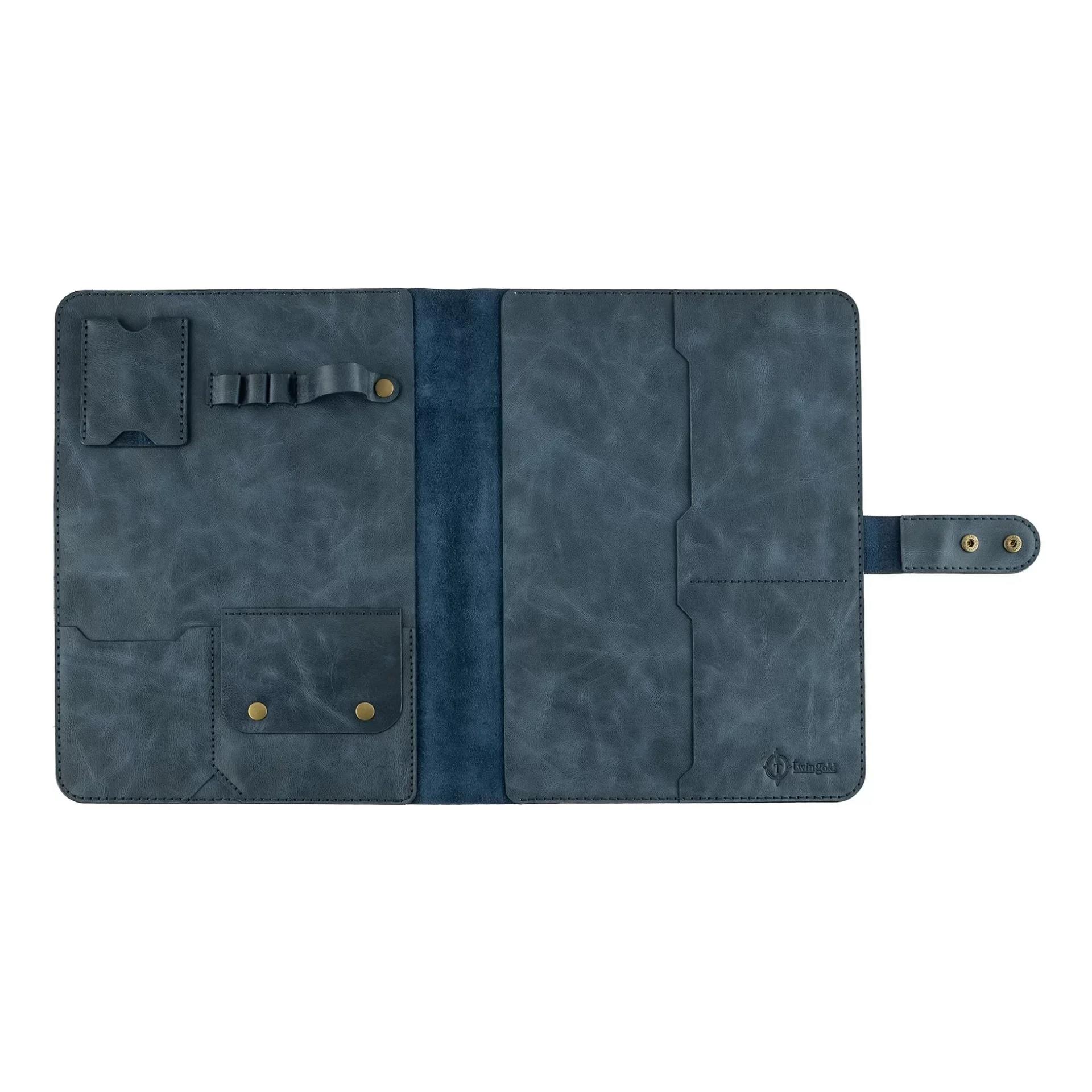 İsme Özel Çıtçıtlı Fonksiyonlu iPad Organizer - %100 Rainbow Deri - ET01002 - Lacivert