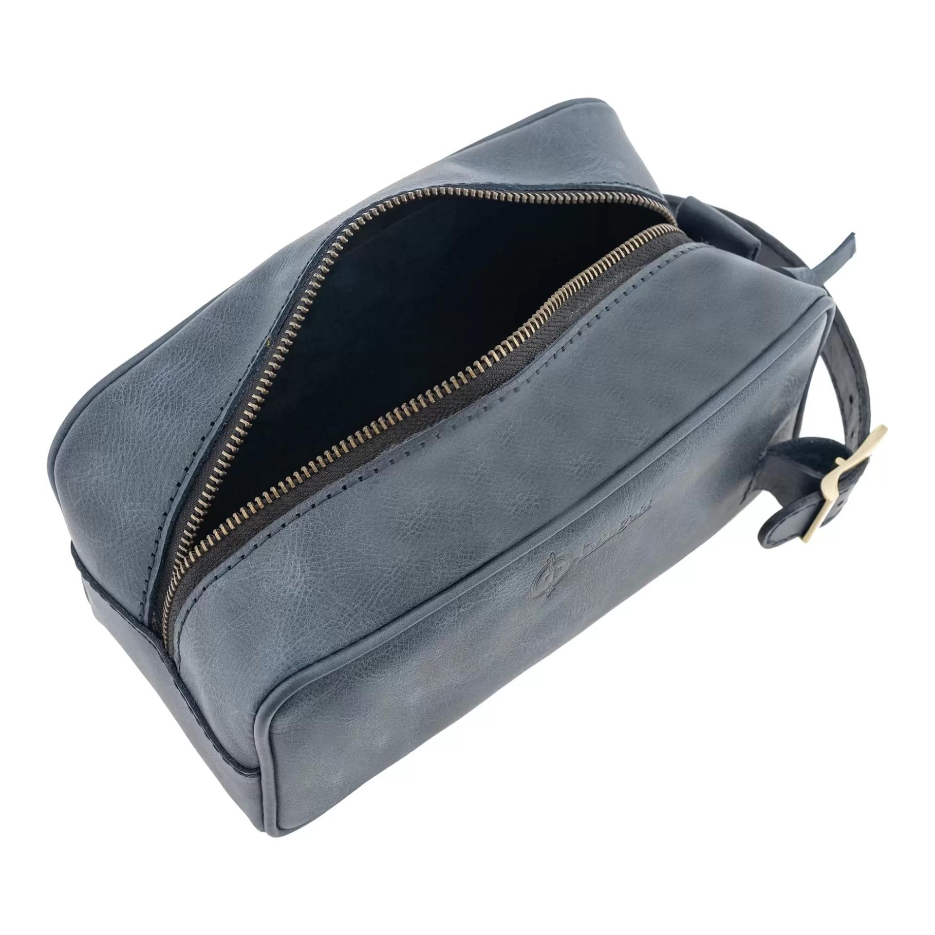 İsme Özel Dopp Kit Kişisel Bakım ve Seyahat Çantası - %100 Rainbow Deri - AC14004 - Lacivert